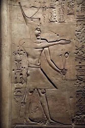 Egitto, Medamud, porta del tempio di Montu (dettaglio)