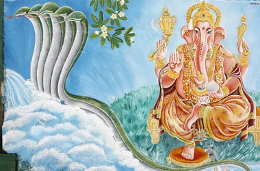Dio indù dalla testa di elefante Ganesh, Kathmandu, Nepal