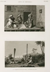 Fabbricazione, altri, produttori di steli di pipa e pestatori di tabacco, Egitto, c 1798