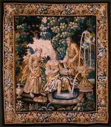 Arazzo fiammingo. Susanna e i vecchioni. Atelier di Oudenaarde. 254x220cm.