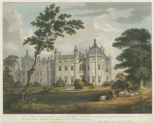 Forton - Aqualate Hall: acquatinta colorata