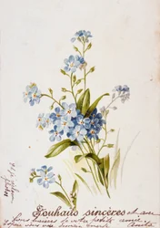 Cartolina di compleanno francese con elementi floreali