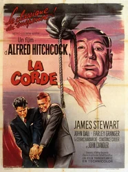 Locandina francese per il film Nodo alla gola diretto da Alfred Hitchcock con Jimmy Stewart, John Dall e Farley Granger 1948