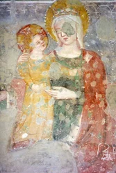Affresco (XV), Vasca Limaria (XI edificio romano), Museo Capitolare, Atri, Abruzzo, Italia
