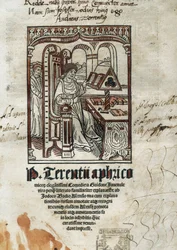 Frontespizio delle commedie del poeta comico Terenzio (Publius Terentius Aferer) (190-145 a.C.). L