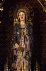 Genevieve, la santa patrona di Parigi. Eglise Saint Etienne du Mont, Parigi 2020