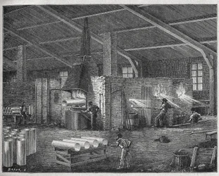 Lavorazione del vetro, c. 1880 (incisione)