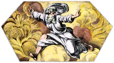 Dio crea il cielo e la terra - Incisione colorata del XIX secolo, dalla Loggia del Vaticano (Italia) di Raffaello