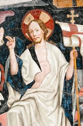 Affresco gotico; Resurrezione; 5. chiostro; Cattedrale; Bressanone; Alto Adige; Italia; Europa