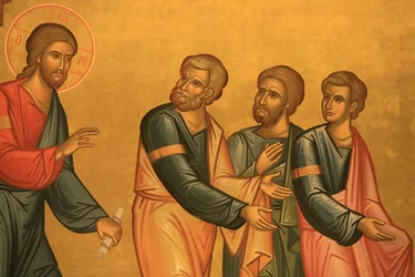Affresco della chiesa ortodossa greca: Cristo dopo la sua trasfigurazione