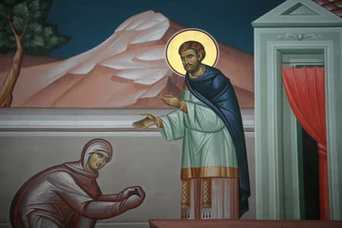 Icona greco-ortodossa che raffigura Cristo che appare a Maria Maddalena, Salonicco, Grecia