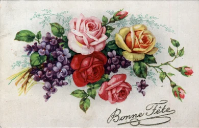 Biglietto di auguri per la Festa della Mamma: Cartolina datata 1945