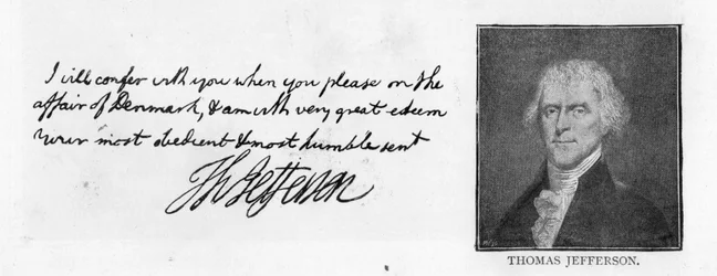 Scrittura e firma da una lettera di Thomas Jefferson a John Paul Jones, scritta a Parigi, 11 luglio