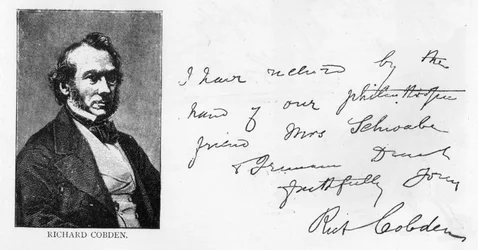 Scrittura e firma di Richard Cobden