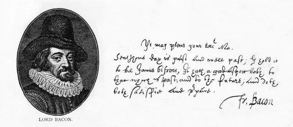Scrittura e firma di Sir Francis Bacon da una lettera a Re Giacomo, 29 aprile