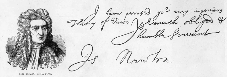 Scrittura e firma di Sir Isaac Newton da una lettera a William Briggs, M.D., scritta dal Trinity College, Cambridge, 20 giugno