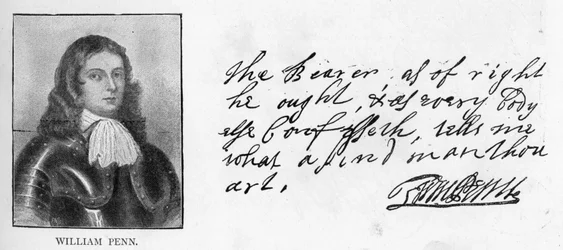 Scrittura e firma di William Penn da una lettera a Sir Robert Southwell