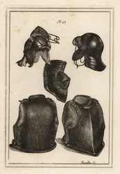 Elmo, pettorale e schienale indossati dal generale Roundhead Robert Greville, Lord Brooke, quando fu ucciso a Lichfield