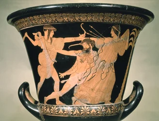 Eracle in lotta, dettaglio da un calice-krater attico a figure rosse, V secolo a.C. (ceramica)