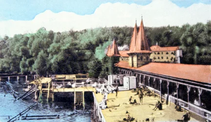 Lago termale di Heviz, Ungheria, c. 1920 (cartolina)