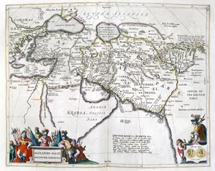 Storia. Antica Grecia. I viaggi di Alessandro Magno. Incisione in: Le theatre du monde, atlante di G. Blaeu, Amsterdam