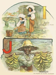 I J : Italia, Giamaica - ABC dei due mondi. Emile Guerin, editore, Parigi, circa 1900