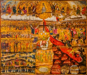 Icona del Giudizio Universale, Moni Gonias, Creta, Grecia, Europa (foto)