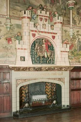 Interno, dettaglio di un camino, Castello di Cardiff, Galles