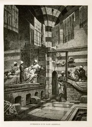 Veduta interna di un bagno orientale - Illustrazione dall