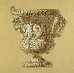 Grande brocca di vino. Disegno a seppia di Charles Nicolas Odiot