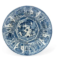 Grande piatto "kraak porselein", periodo Wanli, 1573-1619
