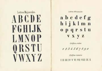 Lettere maiuscole, minuscole, cifre arabe e romane - Gravura tratta da ABCD delle bambine. Pellerin & Cie, stampatore-editore, Epinal, circa 1890. Serie A