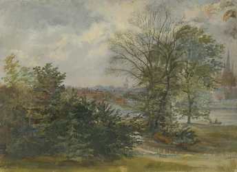 Lichfield - Vista distante: dipinto a olio, nd [?19th cent]