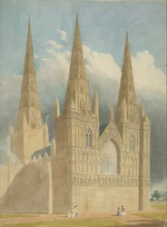 Cattedrale di Lichfield - Facciata Ovest: acquerello, nd [c 1840]