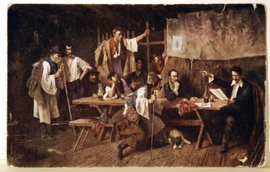 Letteratura. Il poeta ungherese Petofi, c.1848 Cartolina, Ungheria, c.1900