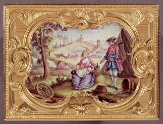 Tabacchiera in smalto e oro Luigi XV, di J.F.Garaud