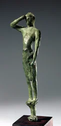 Uomo in preghiera, scultura in bronzo greca arcaica trovata nella Grotta di Psychso, Creta, tardo periodo minoico, c.1500 a.C.