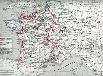 Mappa della Francia ai tempi del re Carlo VII e dopo l