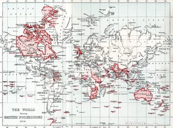 Mappa del mondo che mostra i possedimenti britannici nel 1904