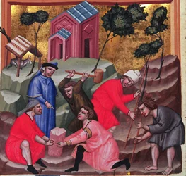 Muratori e scalpellini, ca. 1300 (miniatura)