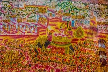 Miniatura dal forte di Jodpur, festival di Holi, Mandawa, Rajasthan, India, Asia (foto)