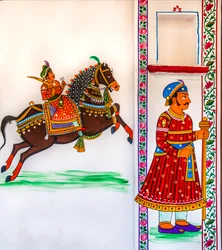 Dipinto murale nella città vecchia, Udaipur, Rajasthan, India, Asia (foto)