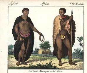 Coppia Nama (Sudafrica). Litografia per il libro: “Galerie complete en tableaux fideles des peuples d