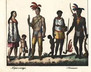 Nativi del Canada: una famiglia di indiani del Lago Nipissing e una famiglia di indiani dell