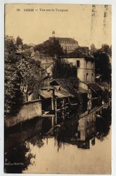 Normandia, Calvados (14), Lisieux: case sul bordo del Touques - Cartolina datata 1934