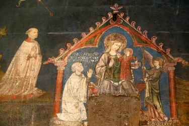 Cattedrale di Notre Dame de Clermont, Clermont-Ferrand, Francia, cappella di San Giorgio (fine XIII secolo), dettaglio dell