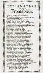 Pagina del titolo e spiegazione in forma di poema della 4a edizione di 
