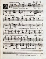 Pagina di spartito musicale di Cantium Canticorum Salomonis di Penderecki (c.1970-1973)