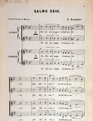 Pagina di spartito musicale del Salmo 23, op 132, D 706 di Franz Schubert