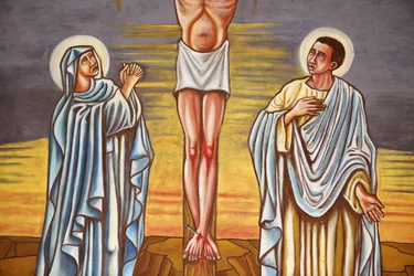 La crocifissione di Gesù Cristo. La Vergine Maria e San Giovanni, Aneho, Togo